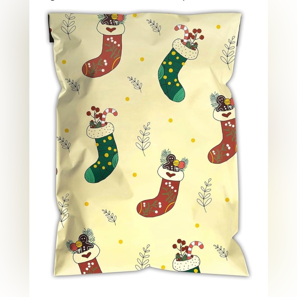 Festive Christmas Stocking Print Poly Mailers Multicolor pack of 20